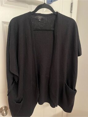 Banana Republic Black Short-Sleeve Open-Front Cardigan